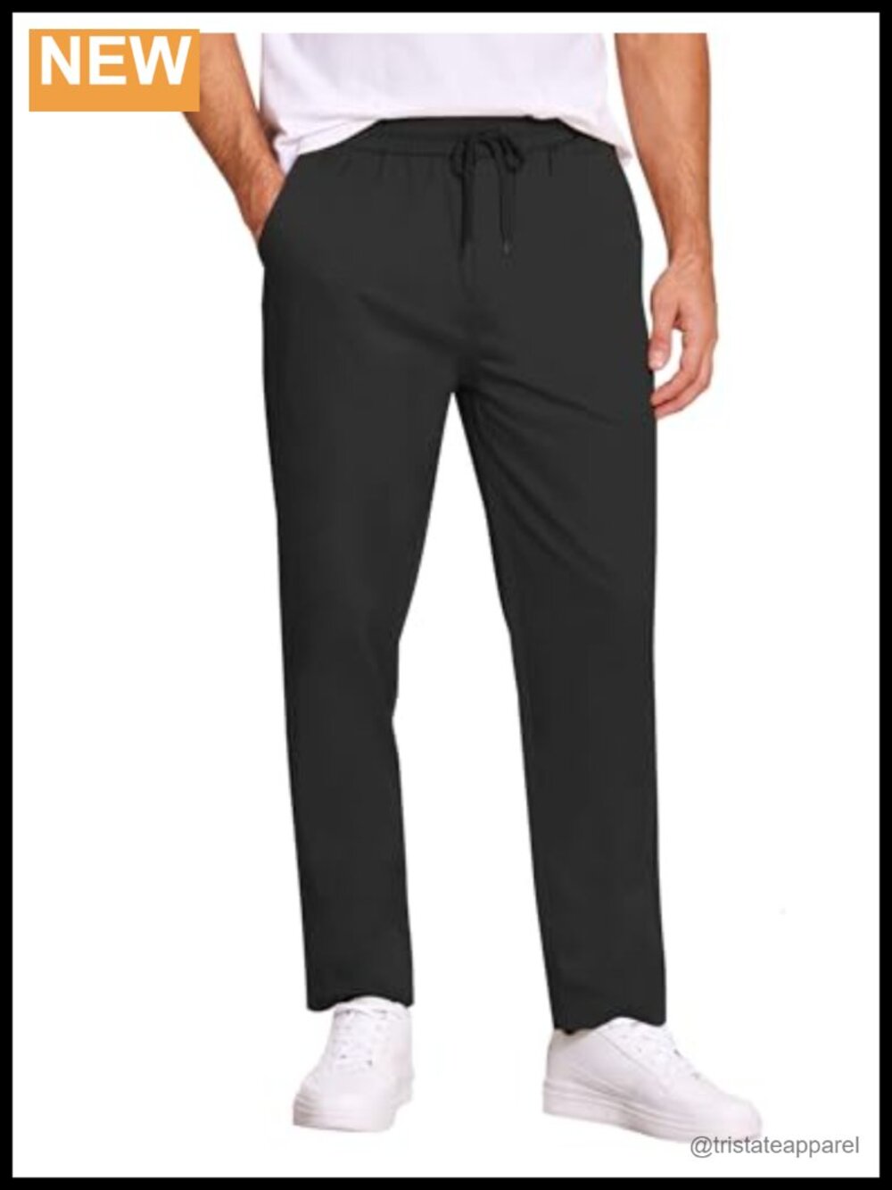 Men's Regular Fit Cotton Straight Leg Chino Pants with Drawstring